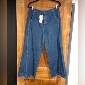 Wide Leg Blue Jeans